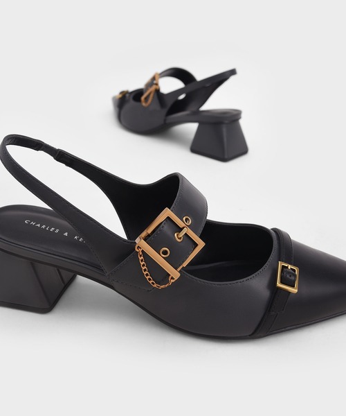 CHARLES & KEITH(チャールズ & キース)の「ダブルバックルフレーム ヒールスリングバックパンプス / Double Buckle Flare Heel Slingback Pumps(パンプス・レディース・オフホワイト/ダークブルー・22.5cm/23cm/23.5cm/24.5cm/25cm/25.5cm/22cm)」の12枚目の写真