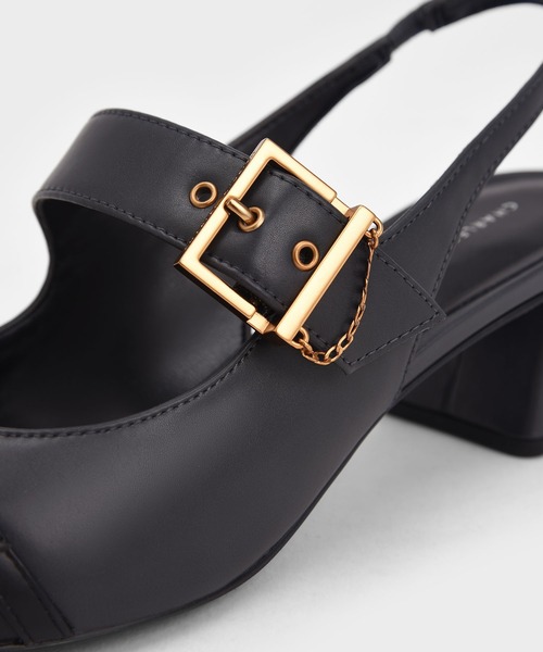 CHARLES & KEITH(チャールズ & キース)の「ダブルバックルフレーム ヒールスリングバックパンプス / Double Buckle Flare Heel Slingback Pumps(パンプス・レディース・オフホワイト/ダークブルー・22.5cm/23cm/23.5cm/24.5cm/25cm/25.5cm/22cm)」の13枚目の写真