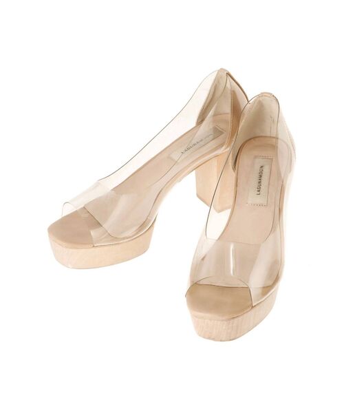 LAGUNAMOON（ラグナムーン）の「ウッドヒールオープントゥパンプス（パンプス・レディース・ブラウン/クリア/ラベンダー・SMALL/MEDIUM/X-SMALL）」の3枚目の写真