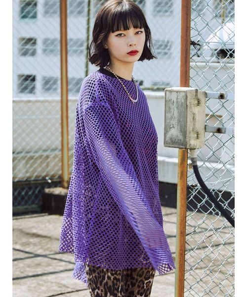 オーバーメッシュトップス（Tシャツ/カットソー）｜jouetie