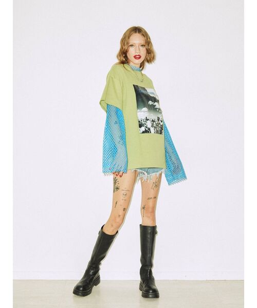 オーバーメッシュトップス（Tシャツ/カットソー）｜jouetie