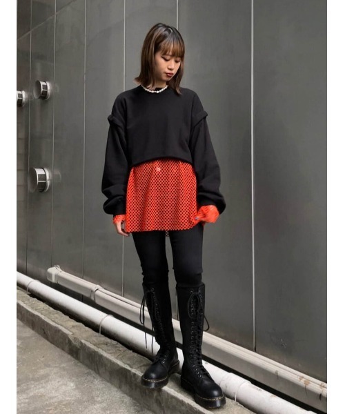 jouetie（ジュエティ）の「オーバーメッシュトップス（Tシャツ/カットソー・レディース・ブラック/パープル/オレンジ/グリーン/アイボリー/ブルー/パープル系その他3・MEDIUM）」の11枚目の写真