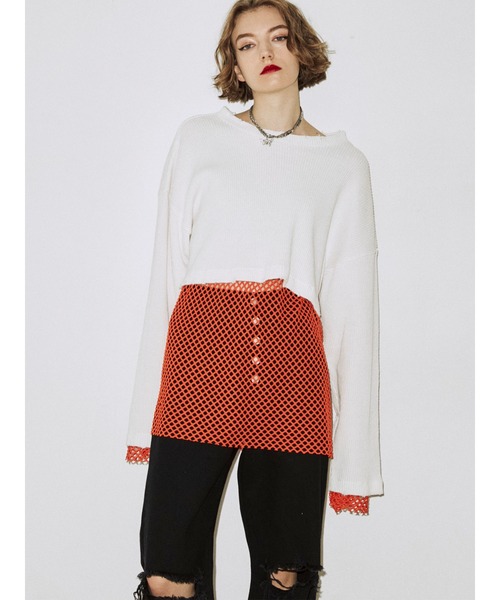 jouetie（ジュエティ）の「オーバーメッシュトップス（Tシャツ/カットソー・レディース・ブラック/パープル/オレンジ/グリーン/アイボリー/ブルー/パープル系その他3・MEDIUM）」の12枚目の写真