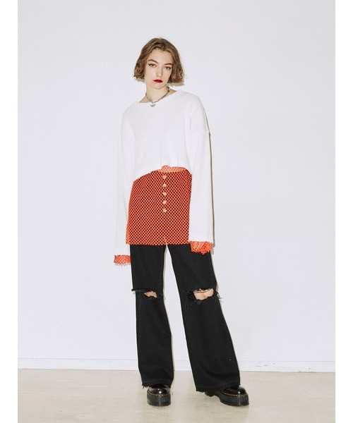 jouetie（ジュエティ）の「オーバーメッシュトップス（Tシャツ/カットソー・レディース・ブラック/パープル/オレンジ/グリーン/アイボリー/ブルー/パープル系その他3・MEDIUM）」の13枚目の写真