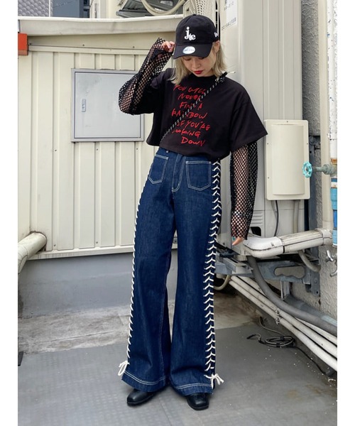 jouetie（ジュエティ）の「オーバーメッシュトップス（Tシャツ/カットソー・レディース・ブラック/パープル/オレンジ/グリーン/アイボリー/ブルー/パープル系その他3・MEDIUM）」の19枚目の写真