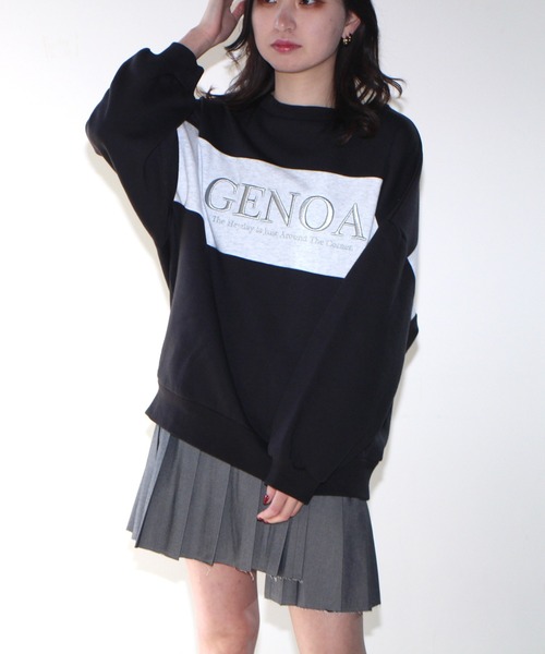 one way(ワンウェイ)の「【oneway Jeans】配色ラメロゴトレーナー(スウェット・レディース・ライトグレー/ブラック/ライトグリーン/ダークブルー・FREE)」の1枚目の写真