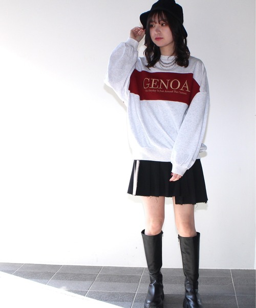 one way(ワンウェイ)の「【oneway Jeans】配色ラメロゴトレーナー(スウェット・レディース・ライトグレー/ブラック/ライトグリーン/ダークブルー・FREE)」の13枚目の写真