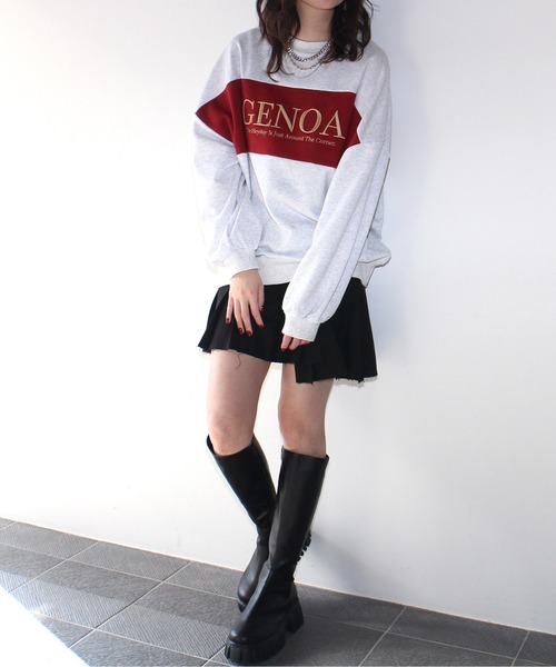one way(ワンウェイ)の「【oneway Jeans】配色ラメロゴトレーナー(スウェット・レディース・ライトグレー/ブラック/ライトグリーン/ダークブルー・FREE)」の22枚目の写真