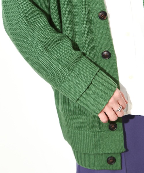 NILWAY（ニルウェイ）の「コットン混ニットマルチレイヤードビッグカーディガン（カーディガン/ボレロ・メンズ・ブラック/グリーン/アイボリー/チャコール・MEDIUM/LARGE）」の10枚目の写真