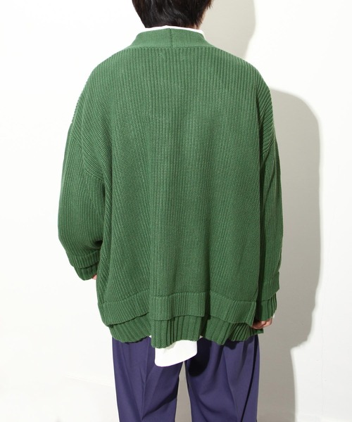 NILWAY（ニルウェイ）の「コットン混ニットマルチレイヤードビッグカーディガン（カーディガン/ボレロ・メンズ・ブラック/グリーン/アイボリー/チャコール・MEDIUM/LARGE）」の18枚目の写真