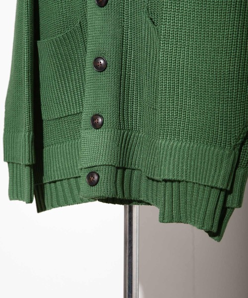 NILWAY（ニルウェイ）の「コットン混ニットマルチレイヤードビッグカーディガン（カーディガン/ボレロ・メンズ・ブラック/グリーン/アイボリー/チャコール・MEDIUM/LARGE）」の20枚目の写真