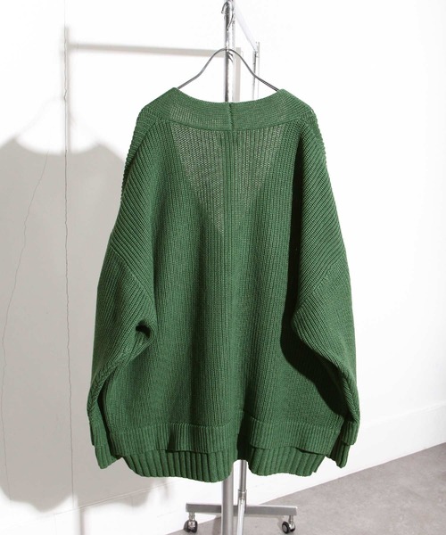 NILWAY（ニルウェイ）の「コットン混ニットマルチレイヤードビッグカーディガン（カーディガン/ボレロ・メンズ・ブラック/グリーン/アイボリー/チャコール・MEDIUM/LARGE）」の21枚目の写真