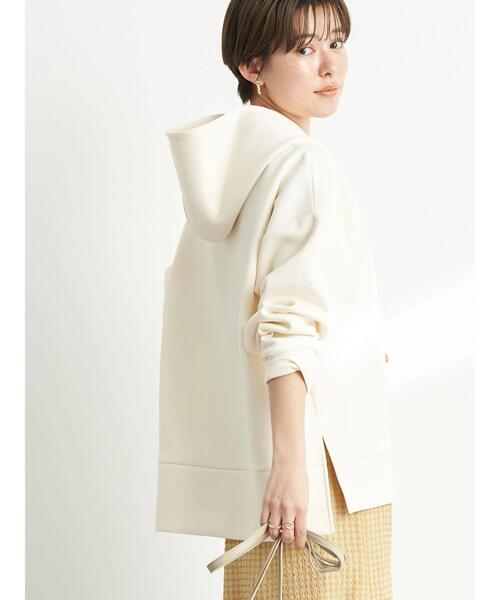 earth music&ecology(アースミュージックアンドエコロジー)の「ツイルダンボールフードプルオーバー*(パーカー・レディース・ライム/ベージュ/アイボリー・FREE)」の4枚目の写真