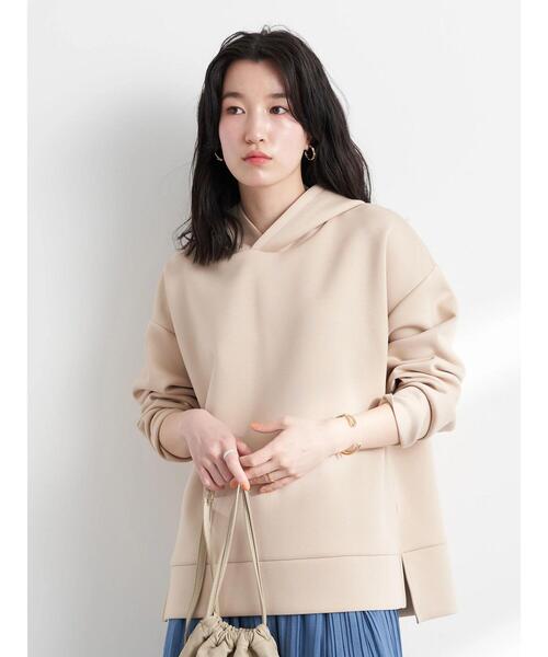 earth music&ecology(アースミュージックアンドエコロジー)の「ツイルダンボールフードプルオーバー*(パーカー・レディース・ライム/ベージュ/アイボリー・FREE)」の5枚目の写真