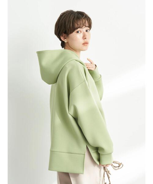 earth music&ecology(アースミュージックアンドエコロジー)の「ツイルダンボールフードプルオーバー*(パーカー・レディース・ライム/ベージュ/アイボリー・FREE)」の6枚目の写真