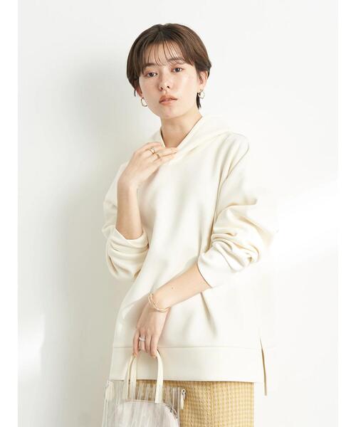 earth music&ecology(アースミュージックアンドエコロジー)の「ツイルダンボールフードプルオーバー*(パーカー・レディース・ライム/ベージュ/アイボリー・FREE)」の7枚目の写真