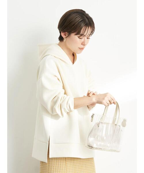 earth music&ecology(アースミュージックアンドエコロジー)の「ツイルダンボールフードプルオーバー*(パーカー・レディース・ライム/ベージュ/アイボリー・FREE)」の8枚目の写真