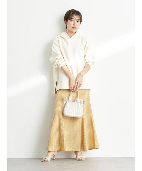 earth music&ecology(アースミュージックアンドエコロジー)の「ツイルダンボールフードプルオーバー*(パーカー・レディース・ライム/ベージュ/アイボリー・FREE)」の10枚目の写真