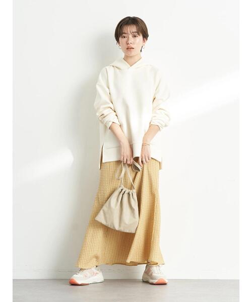 earth music&ecology(アースミュージックアンドエコロジー)の「ツイルダンボールフードプルオーバー*(パーカー・レディース・ライム/ベージュ/アイボリー・FREE)」の12枚目の写真