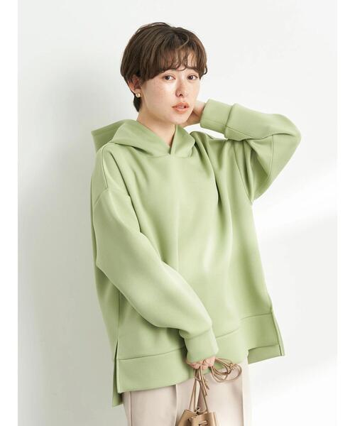 earth music&ecology(アースミュージックアンドエコロジー)の「ツイルダンボールフードプルオーバー*(パーカー・レディース・ライム/ベージュ/アイボリー・FREE)」の14枚目の写真