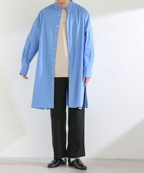 SENSE OF PLACE by URBAN RESEARCH（センスオブプレイスバイアーバンリサーチ）の「バンドカラーロングシャツB（シャツ/ブラウス・メンズ・ホワイト/ブルー・MEDIUM/LARGE）」の3枚目の写真