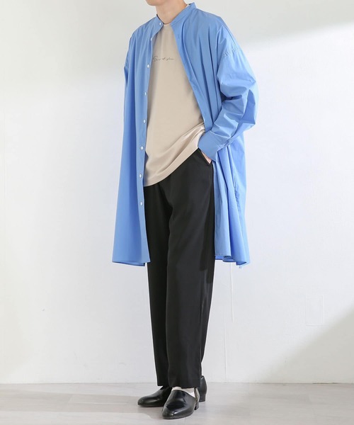 SENSE OF PLACE by URBAN RESEARCH（センスオブプレイスバイアーバンリサーチ）の「バンドカラーロングシャツB（シャツ/ブラウス・メンズ・ホワイト/ブルー・MEDIUM/LARGE）」の4枚目の写真