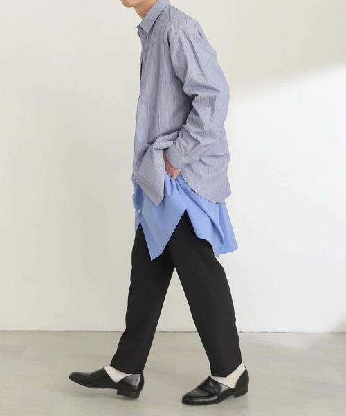 SENSE OF PLACE by URBAN RESEARCH（センスオブプレイスバイアーバンリサーチ）の「バンドカラーロングシャツB（シャツ/ブラウス・メンズ・ホワイト/ブルー・MEDIUM/LARGE）」の5枚目の写真