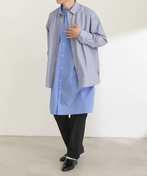 SENSE OF PLACE by URBAN RESEARCH（センスオブプレイスバイアーバンリサーチ）の「バンドカラーロングシャツB（シャツ/ブラウス・メンズ・ホワイト/ブルー・MEDIUM/LARGE）」の21枚目の写真