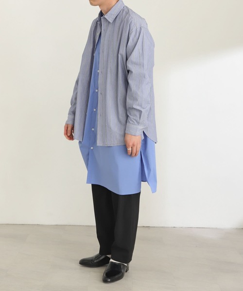 SENSE OF PLACE by URBAN RESEARCH（センスオブプレイスバイアーバンリサーチ）の「バンドカラーロングシャツB（シャツ/ブラウス・メンズ・ホワイト/ブルー・MEDIUM/LARGE）」の20枚目の写真