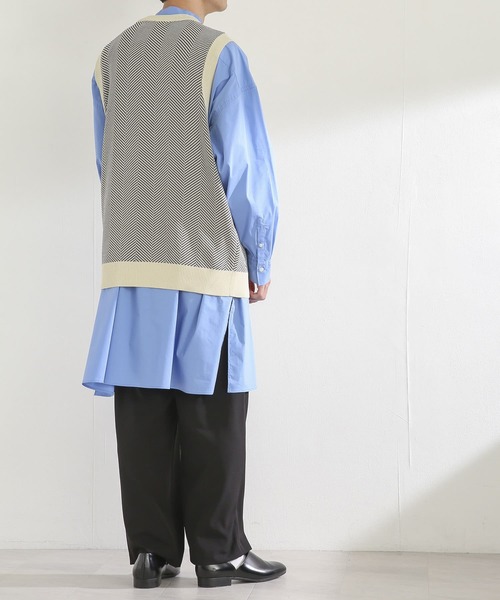 SENSE OF PLACE by URBAN RESEARCH（センスオブプレイスバイアーバンリサーチ）の「バンドカラーロングシャツB（シャツ/ブラウス・メンズ・ホワイト/ブルー・MEDIUM/LARGE）」の17枚目の写真