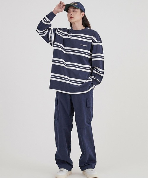 COVERNAT（カバーナット）の「【UNISEX】Covernat／BIGボーダーロンT  2268576（Tシャツ/カットソー・レディース・アイボリー/ネイビー・SMALL/LARGE/MEDIUM）」の3枚目の写真