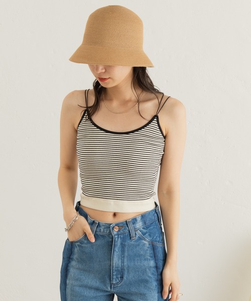 Kastane(カスタネ)の「カップ付きボーダーブラキャミ(キャミソール・レディース・ブラック/オフホワイト/ライトベージュ・FREE)」の10枚目の写真