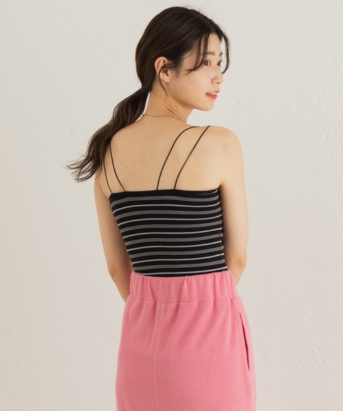 Kastane(カスタネ)の「カップ付きボーダーブラキャミ(キャミソール・レディース・ブラック/オフホワイト/ライトベージュ・FREE)」の14枚目の写真