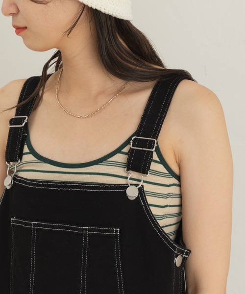 Kastane(カスタネ)の「カップ付きボーダーブラキャミ(キャミソール・レディース・ブラック/オフホワイト/ライトベージュ・FREE)」の5枚目の写真