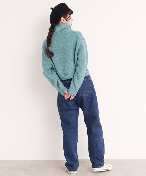 CHILD WOMAN（チャイルドウーマン）の「キルカラツイード タートルショート丈プルオーバー（ニット/セーター・レディース・ダークブラウン/サックスブルー/ピンク/グリーン/イエロー・FREE）」の19枚目の写真