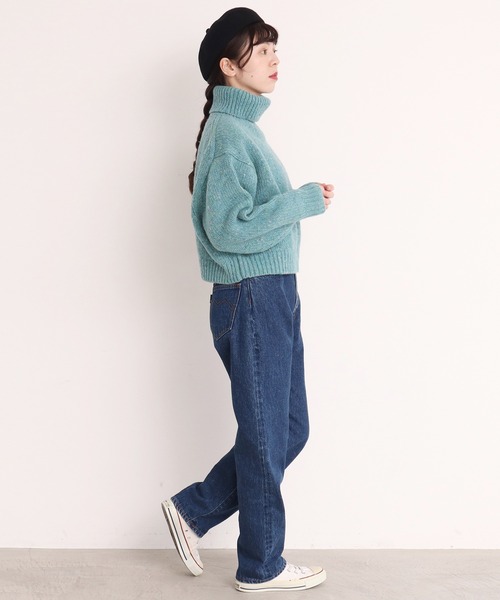 CHILD WOMAN（チャイルドウーマン）の「キルカラツイード タートルショート丈プルオーバー（ニット/セーター・レディース・ダークブラウン/サックスブルー/ピンク/グリーン/イエロー・FREE）」の20枚目の写真