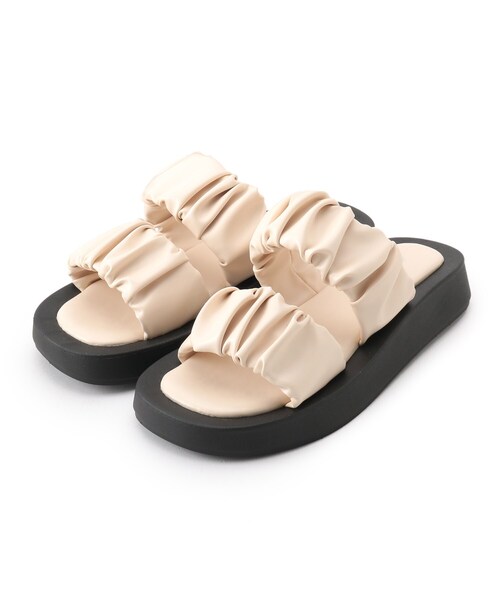 DRESKIP（ドレスキップ）の「◆ギャザースポサン（サンダル・レディース・ブラック/アイボリー・45/35）」の2枚目の写真