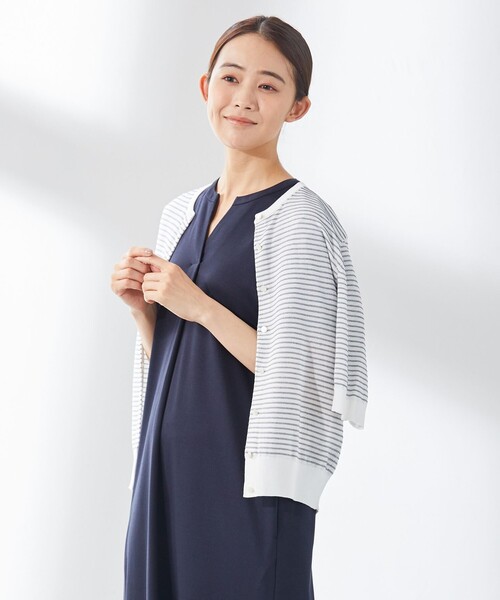 J.PRESS(ジェイプレス)の「【洗える・抗菌防臭】コットンアセテート カーディガン(カーディガン/ボレロ・レディース・ベージュ系/ネイビー系/ライトグリーン系/ピンク系/ホワイト系1・T13/T15)」の1枚目の写真