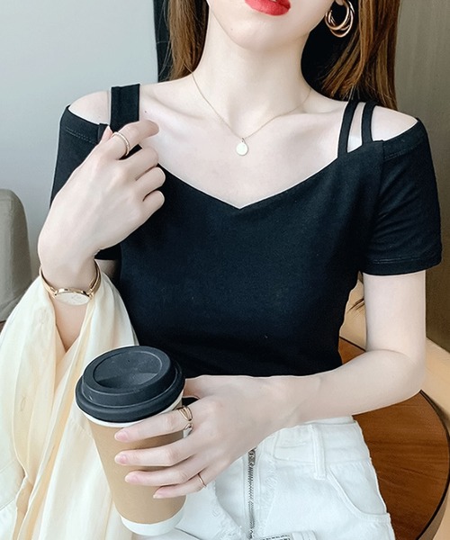 Bifrost(ビフレスト)の「オープンショルダートップス(Tシャツ/カットソー・レディース・ホワイト/ブラック・M/L)」の5枚目の写真