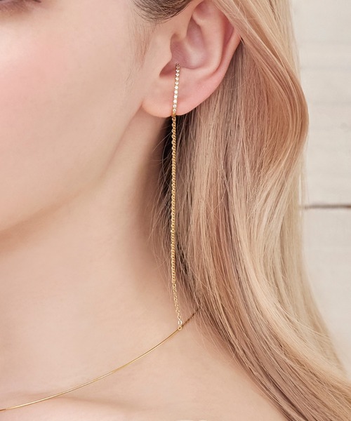 Phoebe（フィービィー）の「2wayデコラティブパールチェーンイヤーカフ（イヤーカフ・レディース・イエローゴールド/シルバー/ピンクゴールド/ゴールド系1/シルバー系1・FREE）」の5枚目の写真