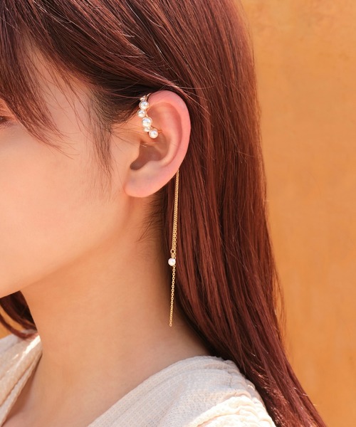 Phoebe（フィービィー）の「2wayデコラティブパールチェーンイヤーカフ（イヤーカフ・レディース・イエローゴールド/シルバー/ピンクゴールド/ゴールド系1/シルバー系1・FREE）」の8枚目の写真