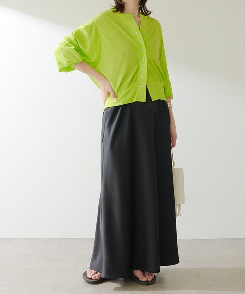 COLLAGE GALLARDAGALANTE(コラージュガリャルダガランテ)の「シアーリブカーディガン(カーディガン/ボレロ・レディース・ホワイト/ライム・FREE)」の3枚目の写真