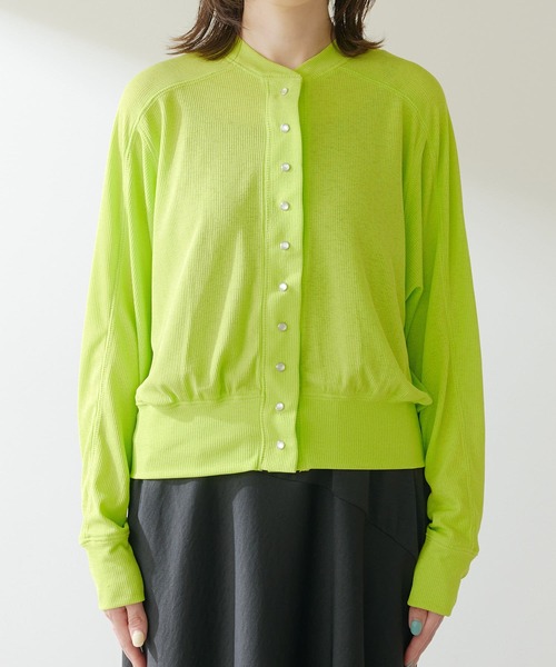 COLLAGE GALLARDAGALANTE(コラージュガリャルダガランテ)の「シアーリブカーディガン(カーディガン/ボレロ・レディース・ホワイト/ライム・FREE)」の10枚目の写真