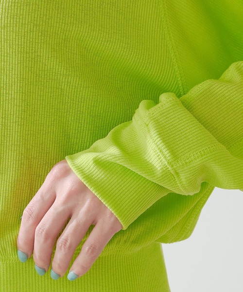 COLLAGE GALLARDAGALANTE(コラージュガリャルダガランテ)の「シアーリブカーディガン(カーディガン/ボレロ・レディース・ホワイト/ライム・FREE)」の15枚目の写真