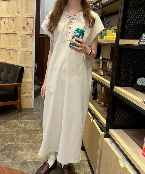 Ambre Ciel(アンブルシエル)の「2WAYレースアップジャンスカ/【WEB/EC限定商品】(ジャンパースカート・レディース・ダークブラウン/アイボリー・FREE)」の7枚目の写真