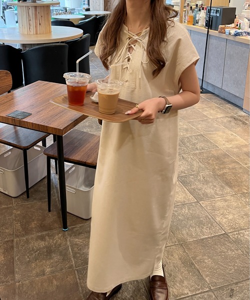 Ambre Ciel(アンブルシエル)の「2WAYレースアップジャンスカ/【WEB/EC限定商品】(ジャンパースカート・レディース・ダークブラウン/アイボリー・FREE)」の12枚目の写真