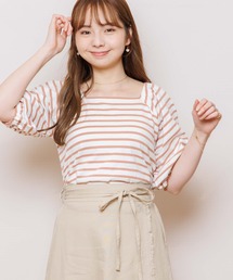flower（フラワー）の「ドロップボーダートップ（Tシャツ/カットソー）」