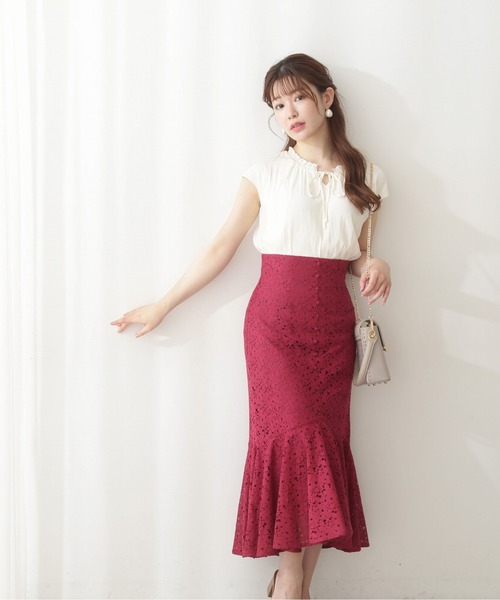 PROPORTION BODY DRESSING(プロポーションボディドレッシング)の「<E>マーメイドレーススカート / 1212227600(スカート・レディース・ブラウン/ピンク/ベージュ・MEDIUM/X-SMALL/SMALL)」の1枚目の写真