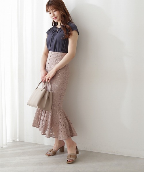 PROPORTION BODY DRESSING(プロポーションボディドレッシング)の「<E>マーメイドレーススカート / 1212227600(スカート・レディース・ブラウン/ピンク/ベージュ・MEDIUM/X-SMALL/SMALL)」の9枚目の写真