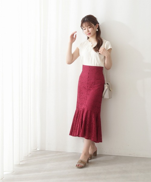 PROPORTION BODY DRESSING(プロポーションボディドレッシング)の「<E>マーメイドレーススカート / 1212227600(スカート・レディース・ブラウン/ピンク/ベージュ・MEDIUM/X-SMALL/SMALL)」の4枚目の写真